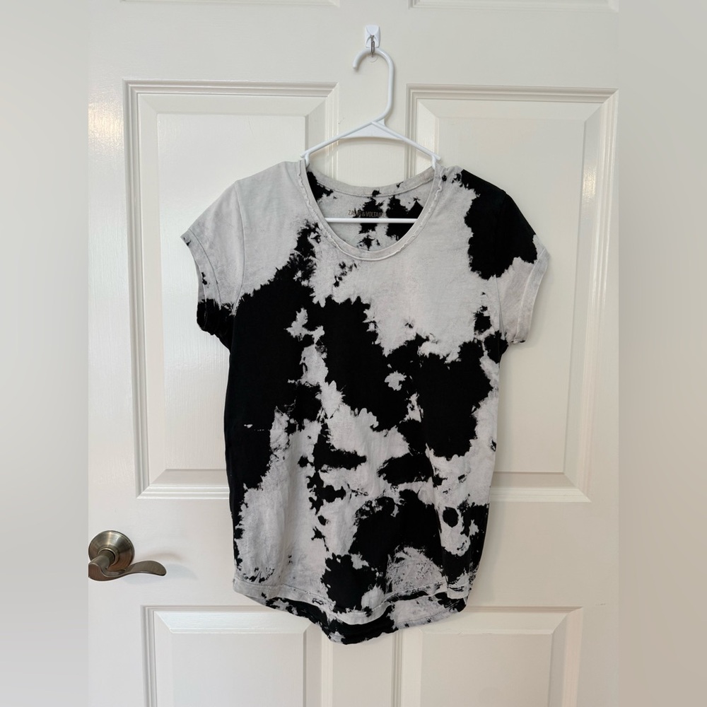 Zadig & Voltaire Black and White Tie-Dye Short Sleeve Tee